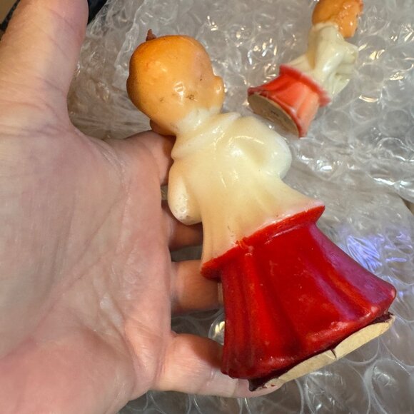 2 Vintage Large Gurley Christmas Choir Girl Boy Candles 5” Red Robe Unburned rea - Picture 8 of 10